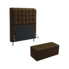 Kit Cabeceira Dama 90 Modulada Estofada e Calçadeira Alpha Z-010 Sued Marrom Aradecor