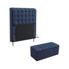 Kit Cabeceira Dama 90 Para Cama Box de Solteiro e Calçadeira Alpha Z-007 Sued Azul Marinho Aradecor
