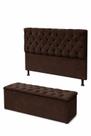 Kit Cabeceira De Cama Box com Calçadeira Baú Mirage Capitonê Solteiro 90 cm Suede Marrom Eli Móveis e Decoração Kit Cabeceira De Cama Box com Calçadeira Baú Mirage Capitonê Solteiro 90 cm Suede Marrom Eli Móveis e Decoração