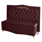 Kit Cabeceira De Cama Box e Calçadeira Baú Barcelona King 195 cm Retro Capitonê Suede Bordo Do Lar Móveis
