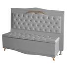 Kit Cabeceira de Cama Box e Calçadeira Baú Madri Queen 160 cm Suede Prata Do Lar Móveis e Decoração