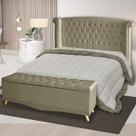 Kit Cabeceira De Cama Box e Calçadeira Baú Malibu King 195 cm Suede Bege Eli Móveis Kit Cabeceira De Cama Box e Calçadeira Baú Malibu King 195 cm Suede Bege Eli Móveis