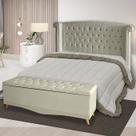 Kit Cabeceira De Cama Box e Calçadeira Baú Malibu King 195 cm Suede Porcelana Eli Móveis Kit Cabeceira De Cama Box e Calçadeira Baú Malibu King 195 cm Suede Porcelana Eli Móveis
