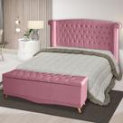 Kit Cabeceira De Cama Box e Calçadeira Baú Malibu Queen 160 cm Suede Rosa Bebê Eli Móveis Kit Cabeceira De Cama Box e Calçadeira Baú Malibu Queen 160 cm Suede Rosa Bebê Eli Móveis