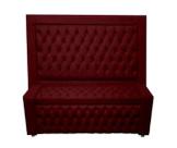Kit Cabeceira De Cama Box e Calçadeira Baú Retro Capitonê Botão Encapados Casal 140 cm Suede Bordo Do Lar Móveis