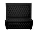Kit Cabeceira De Cama Box e Calçadeira Baú Retro Capitonê Botão Encapados Casal 140 cm Suede Preto Do Lar Móveis