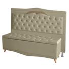 Kit Cabeceira De Cama e Calçadeira Baú Barcelona Capitonê Casal 140 cm Suede Bege Casa Móveis e Decoração