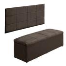Kit Cabeceira e Bau 1,38m Para Cama Casal Estofado Larissa Suede Marrom - Aurora Line