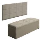 Kit Cabeceira e Bau 1,58m Para Cama Queen Size Estofado Larissa Suede Bege - Aurora Line