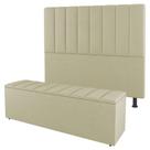 Kit Cabeceira e Baú Cama Box Solteiro Cora 90cm Sintético Bege - Desk Design