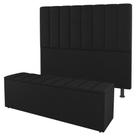 Kit Cabeceira e Baú Cama Box Solteiro Cora 90cm Suede Preto - Desk Design