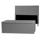 Kit Cabeceira e Calçadeira Baú Casal Queen 1,60m Berlim Material Sintético Cinza Dal Poz Estofados