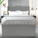 Kit Cabeceira e Calçadeira Baú Dubai Queen 160 cm - Veludo Cinza Grafite