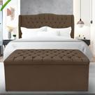 Kit Cabeceira e Calçadeira Baú Dubai Queen 160 cm - Veludo Marrom