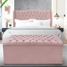 Kit Cabeceira e Calçadeira Baú Dubai Queen 160 cm - Veludo Rose