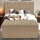 Kit Cabeceira e Calçadeira Baú Dunas Queen 160 cm - Veludo Bege Escuro