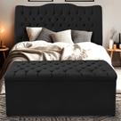 Kit Cabeceira e Calçadeira Baú Dunas Queen 160 cm - Veludo Preto