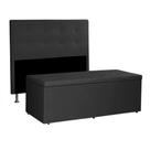 Kit Cabeceira e Calçadeira Baú King 1,95m Berlim Suede Preto - Pallazio