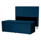 Kit Cabeceira e Calçadeira Baú King 1,95m Roma Suede Azul Marinho SKY MOBILE