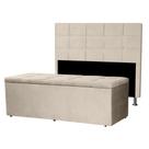 Kit Cabeceira e Calçadeira Baú King 1,95m Roma Suede Bege - Pallazio