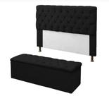 Kit Cabeceira e Calçadeira Baú Mirage King 195cm Renascer Decor