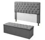 Kit Cabeceira e Calçadeira Baú Mirage Solteiro 120cm Renascer Decor