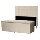 Kit Cabeceira e Calçadeira Baú Queen 1,60m Roma Suede Bege SKY MOBILE