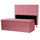 Kit Cabeceira e Calçadeira Baú Queen 1,60m Roma Suede Rosa SKY MOBILE