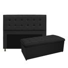 Kit Cabeceira e Calçadeira Copenhague 160 cm Queen Size Sintético Preto AM Decor