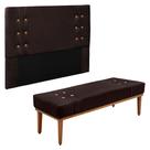 Kit Cabeceira e Calçadeira Recamier Casal 1,40m Gênova Suede Marrom Café - Pallazio