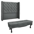 Kit Cabeceira e Calçadeira Recamier Queen 1,60m Vicenza Veludo - Pallazio