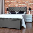 Kit Cabeceira e Recamier Luna Capitonê Baú King Cama Box Cinza RBL