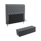 Kit Cabeceira Estofada Bellatrix 195 Para Cama King e Calçadeira Sagitarius Sued Cinza Aradecor