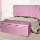 Kit Cabeceira Estofada Casal com Recamier Bau 140 cm para Cama Box Rosa Bebê Livia Mafer Kit Cabeceira Estofada Casal com Recamier Bau 140 cm para Cama Box Rosa Bebê Livia Mafer