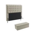 Kit Cabeceira Estofada Dama 140 Para Cama de Casal e Calçadeira Sagitarius Bege Aradecor