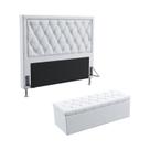 Kit Cabeceira Estofada Decorativa Centaurus 160 Para Cama Queen e Calçadeira Sagitarius Couro Artificial Branco Aradecor Kit Cabeceira Estofada Decorativa Centaurus 160 Para Cama Queen e Calçadeira Sagitarius Couro Artificial Branco Aradecor