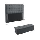 Kit Cabeceira Estofada Decorativa Dama 195 Para Cama King e Calçadeira Sagitarius Sued Cinza Aradecor Kit Cabeceira Estofada Decorativa Dama 195 Para Cama King e Calçadeira Sagitarius Sued Cinza Aradecor