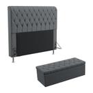 Kit Cabeceira Estofada Para Cama Box Bellatrix 140 Para Cama de Casal e Calçadeira Sagitarius Sued Cinza Aradecor Kit Cabeceira Estofada Para Cama Box Bellatrix 140 Para Cama de Casal e Calçadeira Sagitarius Sued Cinza Aradecor