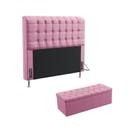 Kit Cabeceira Estofada Para Cama Box Dama 140 Para Cama de Casal e Calçadeira Sagitarius Sued Rosê Aradecor