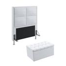 Kit Cabeceira Estofada Para Cama Box Maia 90 Para Cama Solteiro e Calçadeira Sagitarius Couro Artificial Branco Aradecor Kit Cabeceira Estofada Para Cama Box Maia 90 Para Cama Solteiro e Calçadeira Sagitarius Couro Artificial Branco Aradecor