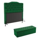 Kit Cabeceira Estofada Pollux e Calçadeira Sagitarius 195 Para Cama King Sued Verde Aradecor