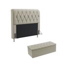 Kit Cabeceira Estofada Sirius 160 Para Cama Queen e Calçadeira Sagitarius Bege Aradecor