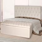Kit Cabeceira Estofada Solteiro com Recamier Bau 90 cm para Cama Box Bege Livia Mafer
