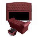 Kit Cabeceira Geovana + Calçadeira Veneza Casal 140cm Suede
