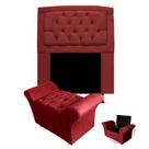 Kit Cabeceira Geovana + Calçadeira Veneza Solteiro 90cm Suede