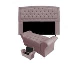 Kit Cabeceira Geovana Com Baú Veneza Casal 140 cm Suede Rose - INCASA DECOR