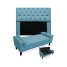 Kit Cabeceira King Lady 195 cm Mais Calçadeira Felix 195 cm Suede Azul Turquesa