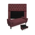 Kit Cabeceira King Lady 195 cm Mais Calçadeira Felix 195 cm Suede Bordo