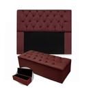 Kit Cabeceira King Mirage 195 cm Mais Calçadeira Mirage 195 cm Suede Bordo