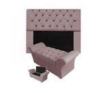 Kit Cabeceira Mirage e Recamier Baú Veneza Queen 160 cm Suede Rose - INCASA DECOR